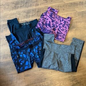 Bundle of 4 Workout leggings - Black, Blue, Gray, Pink